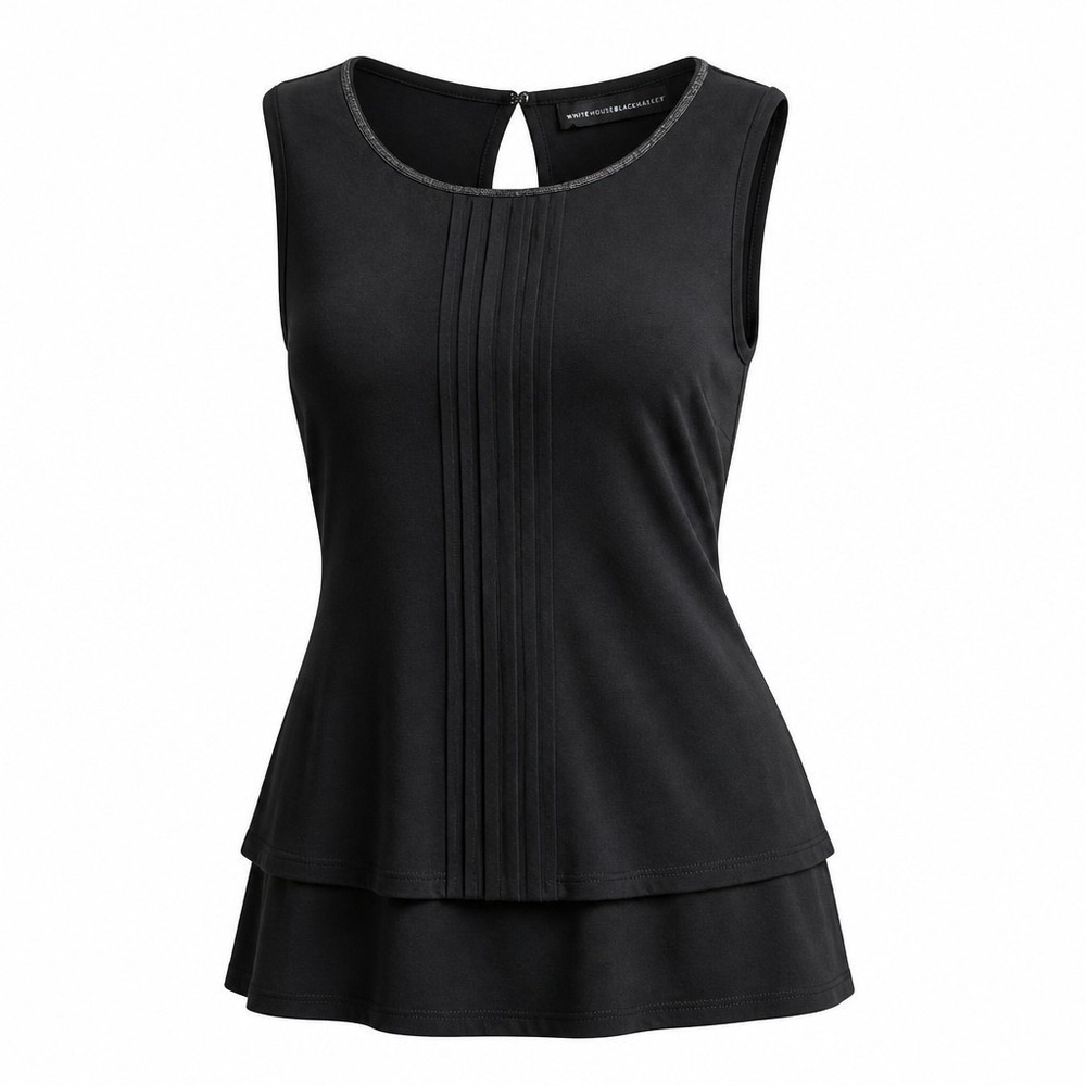 White House Black Market Pleated Tiered Peplum Sleeveless Top Womens Size Small